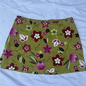 A. Byer Floral A-Line Skirt - Olive and Magenta